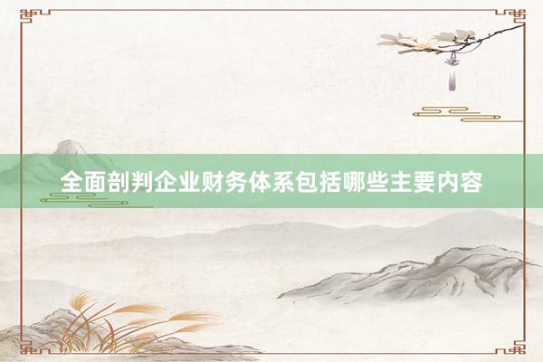 全面剖判企业财务体系包括哪些主要内容